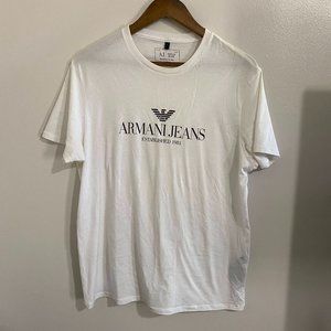 Armani Jeans White Classic Logo Shirt Size L